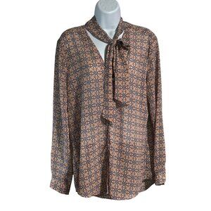 Banana Republic Womens Patterned Long Sleeve Sheer Blouse Size M